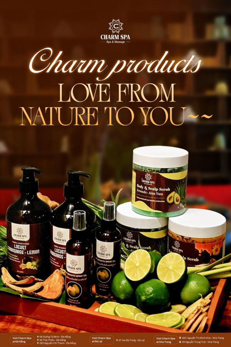 dầu gội đầu dưỡng sinh nhà Charm spa Đà Lạt